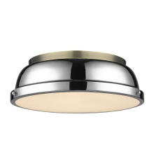 Golden 3602-14 AB-CH - Yep by Golden Lighting Duncan 2-light Flush Mount in Aged Brass and Chrome shade